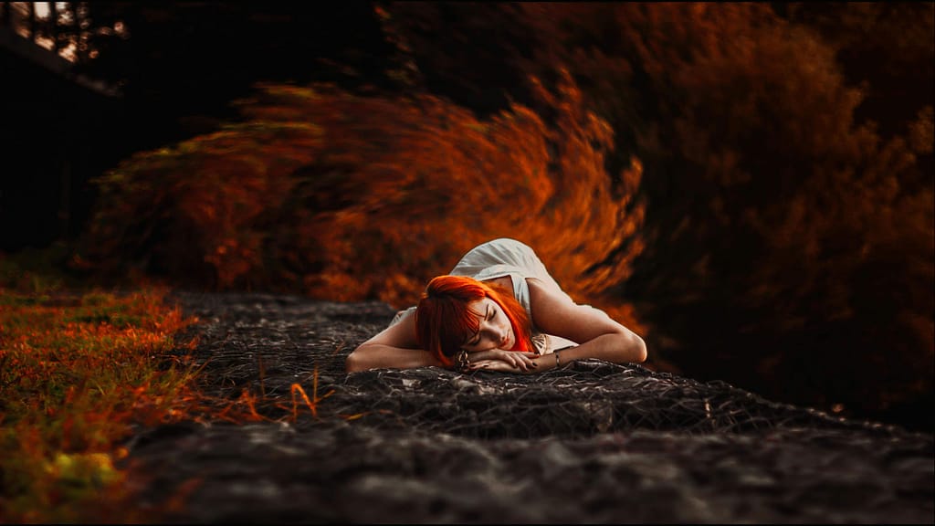 “Walking in nature during fall surrounded by colorful autumn leaves”