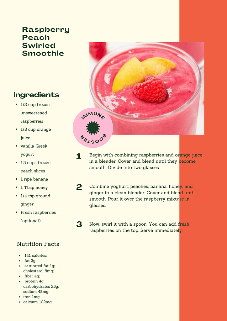 Raspberry peach swirled smoothie recipe